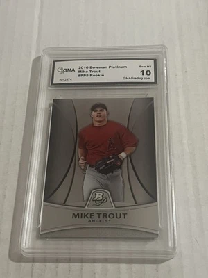 Bowman Platinum Mike Trout 2010 #PP5 GMA 10 GEM MT Angels Foto 1 de 2