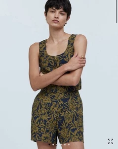Neu mit Etikett Madewell saubere Shorts zum Überziehen aus 100 % Leinen tiefer Schattendruck M - Bild 1 von 9