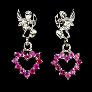 925 Sterling Silver Earrings Oval Ruby 2mm Natural Gemstone Jewelry - Picture 1 of 13