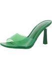 WILD PAIR Womens Green Transparent Luuna Stiletto Slip On Heeled Sandal 6.5 M