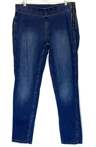 CABI Jeans Size 12 Jeggings Blue Denim Comfort Waist Skinny Side Zip - Picture 1 of 5
