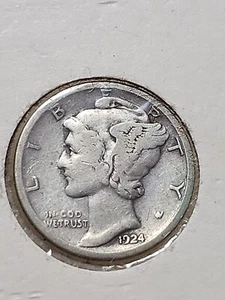 1924-S Mercury Dime F 90% Silver Coin JRT 107 - Picture 1 of 2
