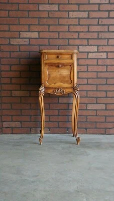 Antique French Rococo Marble Top Nightstand ~  Louis XV Bedside Table - Image 1 of 4