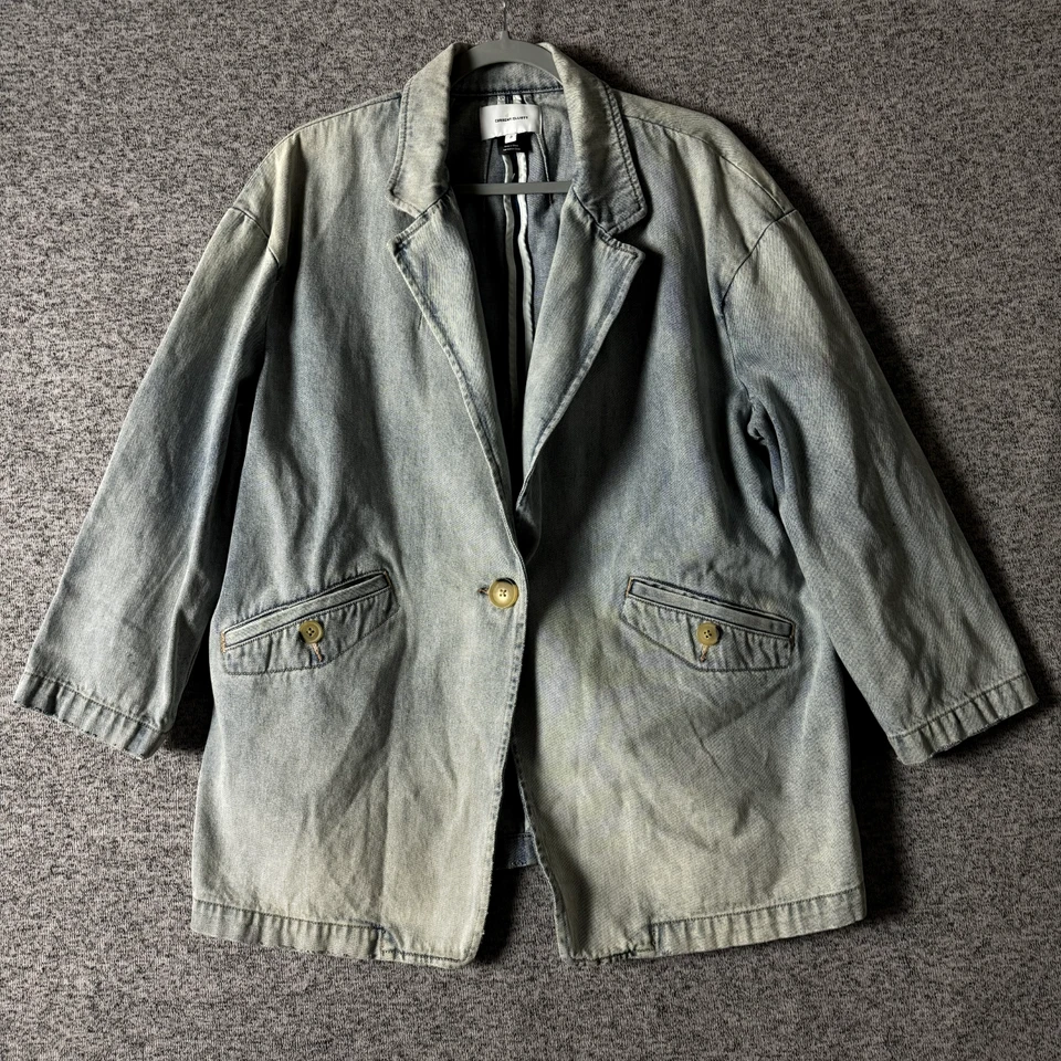 Chaqueta de mezclilla de un botón azul lavado claro Current Elliot para mujer talla 3 Foto 1 de 4