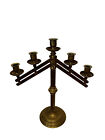 Vintage Church Altar Brass Candelabra 5 Candles Adjustable Arms Heavy Base