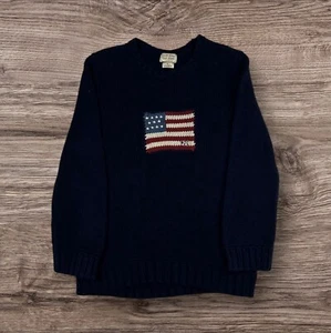 Ralph Lauren Polo Jeans Co. Iconic USA American Flag Sweater Jumper Navy S/M - Picture 1 of 4