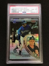 PSA 8 1996 BOWMAN'S BEST MIRROR IMAGE REFRACTOR KEN GRIFFEY JR / GWYNN /GUERRERO
