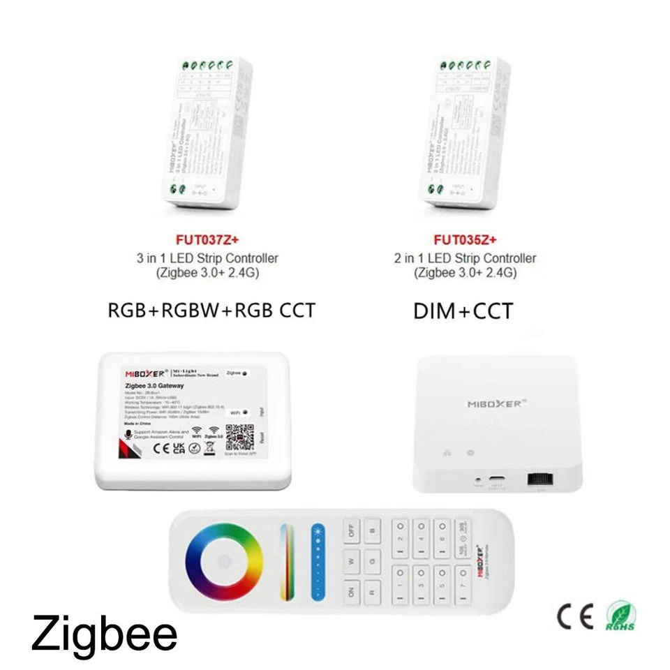 Miboxer Zigbee 3.0 Dual White Single Color RGB RGBW RGB+CCT LED Strip Contoller - Image 1 of 1