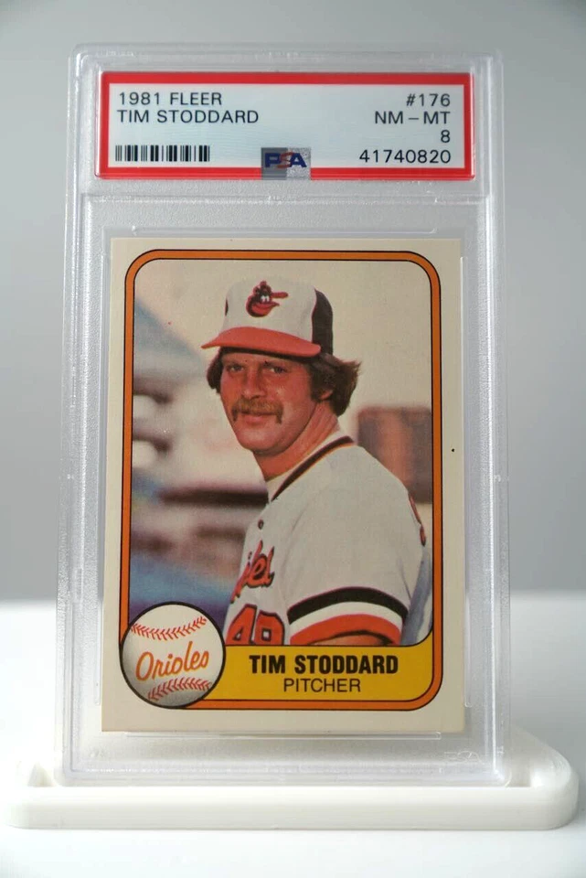 Vintage 1981 Fleer Baseball Card #176 Tim Stoddard Orioles PSA 8 NM-MT - Image 1 of 2