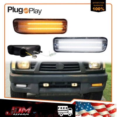Clear LED Front Bumper Turn Signal Lights White DRL For 1995-2000 Toyota Tacoma - Image 1 of 4