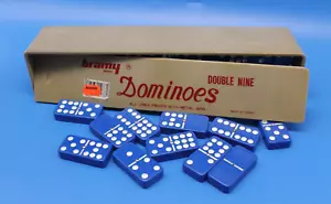 Domino Blaue Steine - Double Nine Metal Spin Spiel Bramy Brand 90er | Komplett - Bild 1 von 3