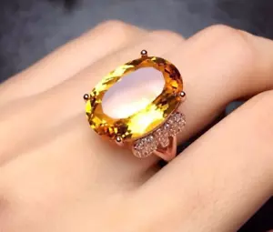 Großer gelber Saphirring Sterlingsilber Ewigkeitsring gut aussehend für Herren Ring - Bild 1 von 6