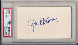 Jack Kramer HOF Tennis Champ Signed/Autographed 3x5 Index Card PSA/DNA 156376