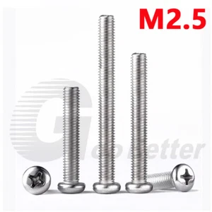 M2.5 DIN7985 A2 Edelstahl Linsenschrauben Linsenkopfschraube Kreuzschlitz M2.5x - Picture 1 of 33