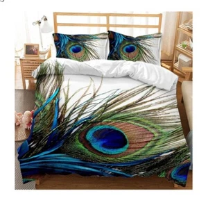 Bed Sheet Peacock Printed with 2 Pillow Covers Cotton Double Bed king size - Picture 1 of 4