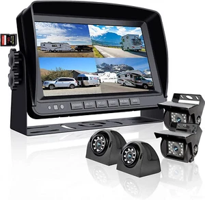 9" Quad Monitor DVR Video Recorder 4 x CCD Camera 32GB For Truck Bus Van System - Picture 1 of 12
