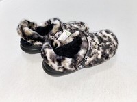 fur lined leopard print crocs