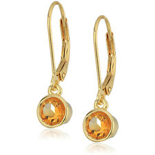 Yellow Gold-plated Silver Citrine Lever Dangle Earrings