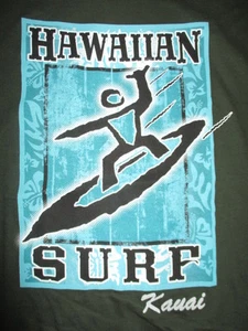 HAWAIIAN SURF - KAUAI HAWAII (MED) T-Shirt SURFING CATCHING WAVES - Picture 1 of 2