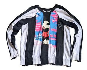 MARC JACOB x MICKEY Mouse Stripe PRINTED PATCHWORK COTTON SWEATSHIRT sz M - Picture 1 of 6