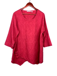Soft Surroundings Womens Sz 1X Rust Red Asymmetrical Jacquard Tunic Top Artist - Picture 1 of 9