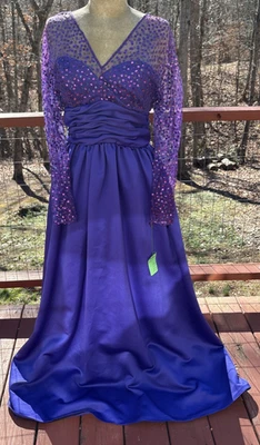 VICTOR COSTA - Vestido de noche formal de satén púrpura vintage de fiesta - 10 Foto 1 de 4