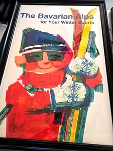 Original Poster "The Bavarian Alps for Your  Winter Sports" 1960 R. Winkler - Picture 1 of 11