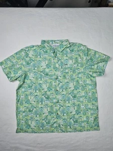 Columbia PFG Shirt Mens XXL Green Blue Fishing Fish Palm Trees Drinks - Picture 1 of 8