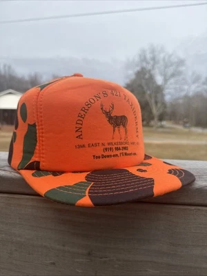 De colección Blaze Orange Camuflaje Camionero Snapback Anderson 421 Taxidermia N. Wilkesboro Foto 1 de 4