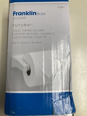 Soporte de papel higiénico Franklin Latón Futura Montaje en pared Resorte Cargado Blanco Foto 1 de 4