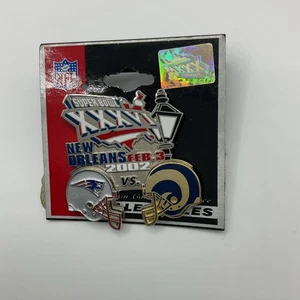 Spilla da bavero commemorativa NFL ufficiale 2002 Super Bowl XXXVI (36) Patriots vs Rams - Foto 1 di 3