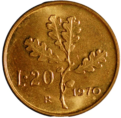 Italy 20 Lire 1970 KM# 97 - Image 1 of 2
