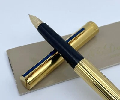 S.T. Dupont Classic Vermeil Gold Plated 925 Silver Fountain Pen 18K Gold Nib - Image 1 of 4