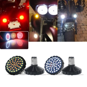 4pcs 1157 LED Front White/Amber Rear Red Turn Signal Lights For Harley Davidson - Picture 1 of 10