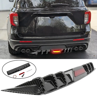 Difusor de labios de parachoques trasero de carbono con luz de freno trasero LED para Ford Explorer ST Foto 1 de 4