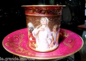 ROYAL VIENNA ANTIQUE HAND PAINTED ANGELIC ENCOUNTER CUP & SAUCER SET - Picture 1 of 12