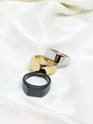 Men Signet Ring Punk Gothic Geometric Brass Plated Various Color US Size 8.5 - Image 1 of 4