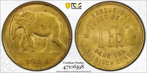 Congo belga 1944 1 franco, graduación profesional MS63 - Imagen 1 de 1