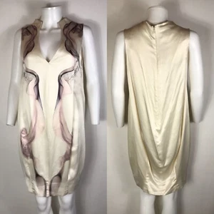 Vtg Alexander McQueen Ivory Smoke Print Dress S 2009 - Picture 1 of 12