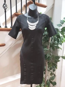 WOW Couture Womens Black Polyester Round Neck Short Sleeve Knee Length Dress L - Picture 1 of 12