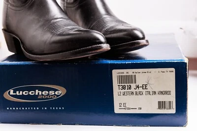 Lucchese 2000 Western Black Italian Kangaroo Size 12 EE - Image 1 of 4