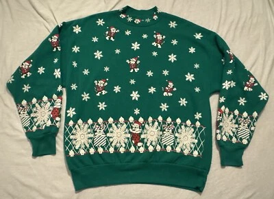 Sudadera De Colección Cascanueces Invierno Copos de Nieve Cuello Redondo Puff Gatito Gato Talla L Foto 1 de 4