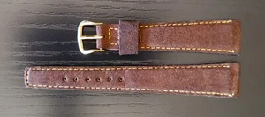 Vintage NOS 1960s/70s Voumard 2000 18mm Brown Suede Yellow Stitching Watch Band - Picture 1 of 5