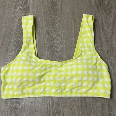 Roxy Women's Swimwear Highlighter Yellow Size XL Gingham Bikini Top $55 - Image 1 of 4
