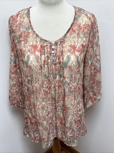 Miracle Body by Miracle Suit Tunic Inner Support Liner 3/4 Sleeves Floral Medium - Picture 1 of 6