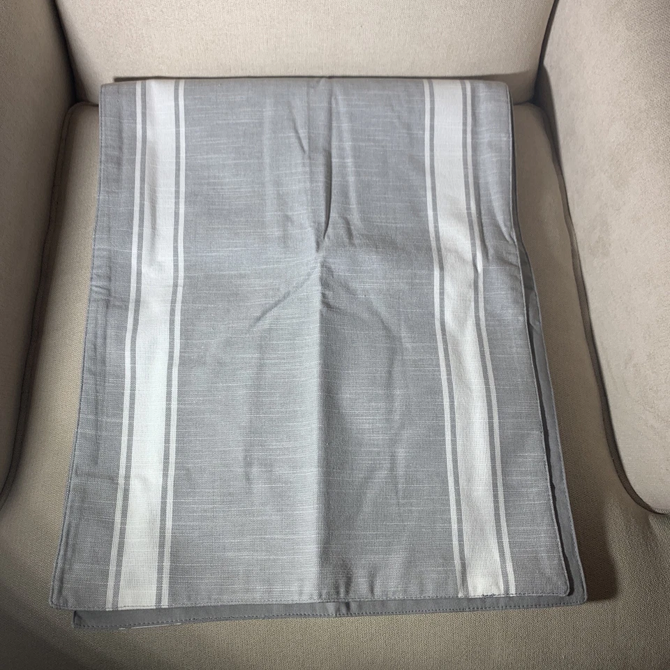New Threshold Table Runner Gray White Stripe 100% Cotton 14x72” Farmhouse - Image 1 of 4