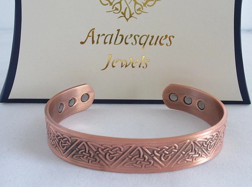 ARABESQUES Herren L/XL Celtic Trinity Knot Kupfer Magnet Armreif/Armband AJMB