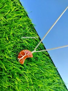 Beutiful Red Jasper Crystal Moon Pedant -Wire Wrapped Pendant- Tree Of Life - Picture 1 of 8