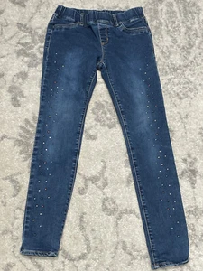 Gap Girls Denim Jeans Size 12 Regular Stretch Jegging Skinny Ankle Rinestones - Picture 1 of 8