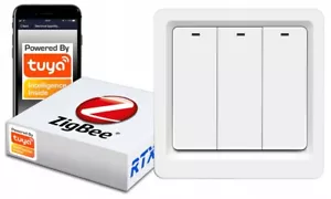 Lichtschalter 3-Schaltkreise Klickbar Tuya ZigBee 3.0 Smart Home #ohne N - Bild 1 von 12